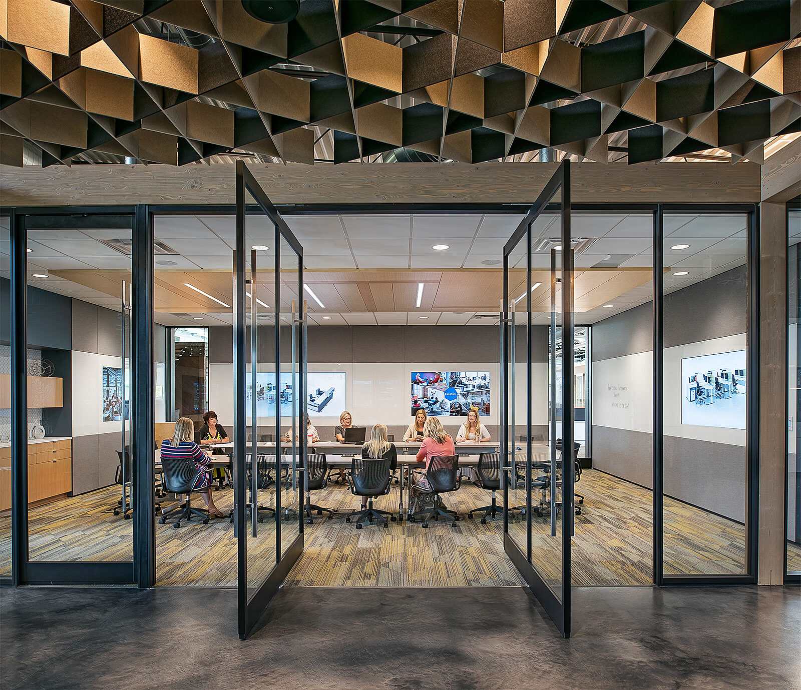 DIRTT pivot glass doors